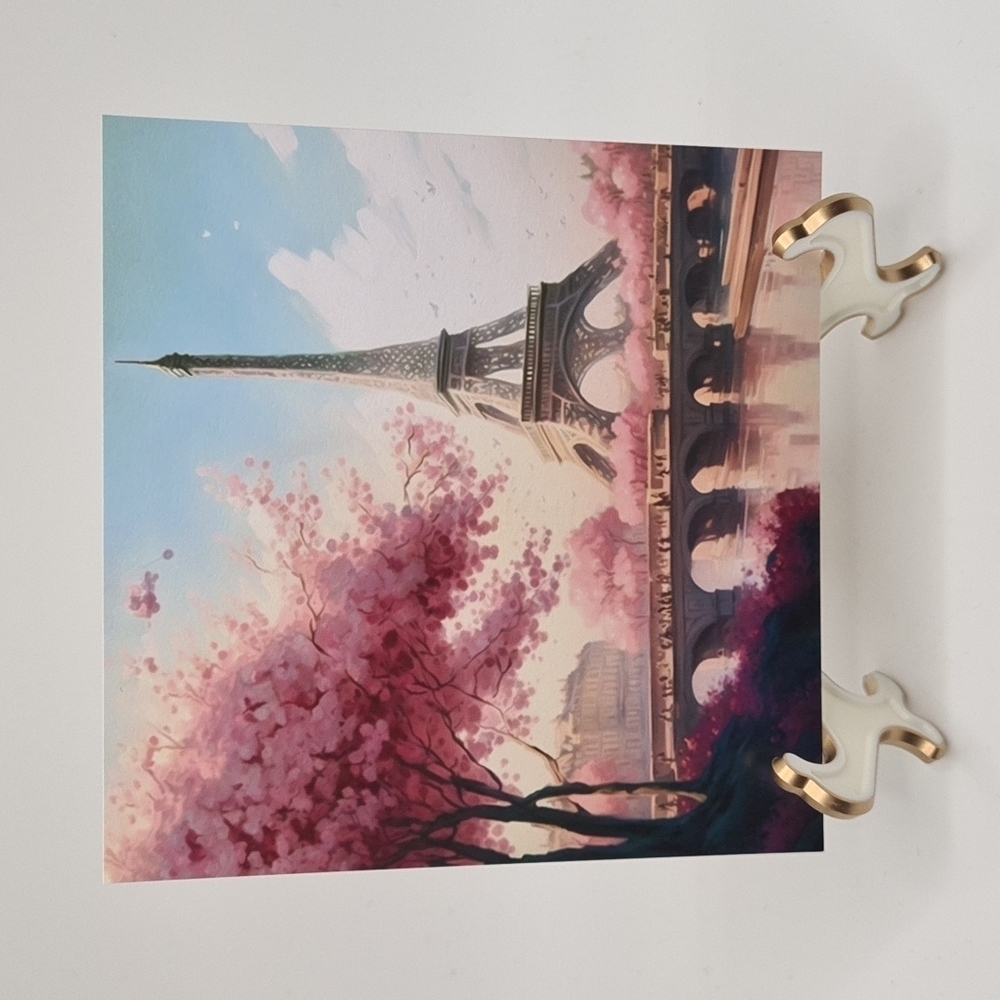 Paris Eiffel Tower Floral Fantasy Watercolor Oil Painting Art Print - Picture 1 of 8